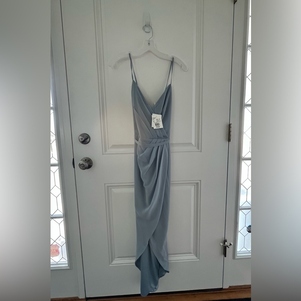 DAVIDS BRIDAL Dusty Blue Dress